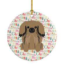 Load image into Gallery viewer, Merry Christmas Pekingese Tan Ceramic Ornament