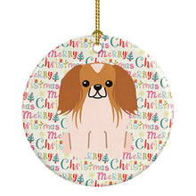 Load image into Gallery viewer, Merry Christmas Pekingese Red White Ceramic Ornament
