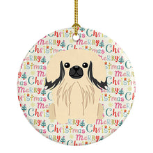 Load image into Gallery viewer, Merry Christmas Pekingese Cream Ceramic Ornament