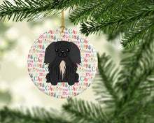 Load image into Gallery viewer, Merry Christmas Pekingese Black Ceramic Ornament