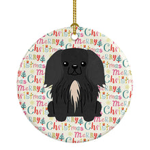 Load image into Gallery viewer, Merry Christmas Pekingese Black Ceramic Ornament