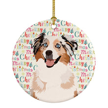 Load image into Gallery viewer, Australian Shepherd Red Merle Tricolor #2 Christmas Ceramic Ornament