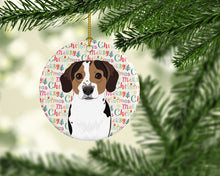 Load image into Gallery viewer, Beagle Tricolor Ticked Christmas Ceramic Ornament