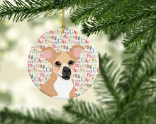 Load image into Gallery viewer, Chihuahua Gold and White Christmas Ceramic Ornament