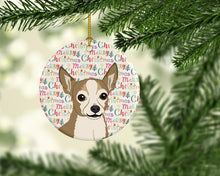 Load image into Gallery viewer, Chihuahua Silver and Tan Christmas Ceramic Ornament