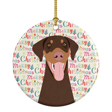 Load image into Gallery viewer, Doberman Pinscher Red and Rust Natural Ears #1 Christmas Ceramic Ornament
