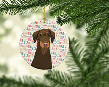 Load image into Gallery viewer, Doberman Pinscher Red and Rust Natural Ears #2 Christmas Ceramic Ornament