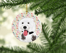 Load image into Gallery viewer, Doodle Silver and White #2 Christmas Ceramic Ornament