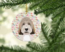 Load image into Gallery viewer, Doodle Tricolor #1 Christmas Ceramic Ornament