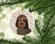 Load image into Gallery viewer, Doodle Tricolor #3 Christmas Ceramic Ornament