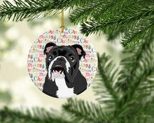 Load image into Gallery viewer, English Bulldog Black and White Christmas Ceramic Ornament