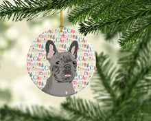 Load image into Gallery viewer, French Bulldog Blue Christmas Ceramic Ornament