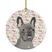 Load image into Gallery viewer, French Bulldog Blue Christmas Ceramic Ornament