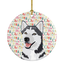Load image into Gallery viewer, Siberian Husky Silver and White #1 Christmas Ceramic Ornament
