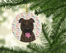 Load image into Gallery viewer, Pit Bull Brindle #1 Christmas Ceramic Ornament