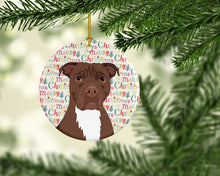 Load image into Gallery viewer, Pit Bull Chocolate Christmas Ceramic Ornament