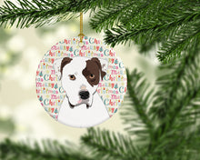 Load image into Gallery viewer, Pit Bull White #2 Christmas Ceramic Ornament