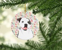 Load image into Gallery viewer, Pit Bull White #3 Christmas Ceramic Ornament