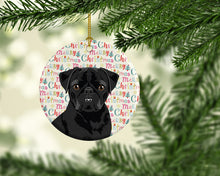 Load image into Gallery viewer, Pug Black #2 Christmas Ceramic Ornament