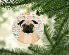 Load image into Gallery viewer, Pug Fawn #1 Christmas Ceramic Ornament
