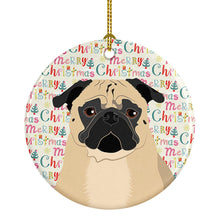 Load image into Gallery viewer, Pug Fawn #1 Christmas Ceramic Ornament