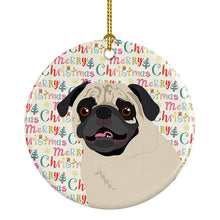 Load image into Gallery viewer, Pug Fawn #2 Christmas Ceramic Ornament