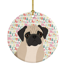 Load image into Gallery viewer, Pug Fawn #3 Christmas Ceramic Ornament