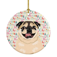 Load image into Gallery viewer, Pug Fawn #5 Christmas Ceramic Ornament