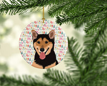 Load image into Gallery viewer, Shiba Inu Black and Tan Christmas Ceramic Ornament
