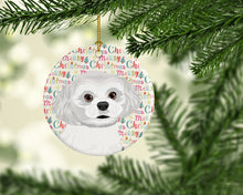 Load image into Gallery viewer, Shih-Tzu Silver and White #1 Christmas Ceramic Ornament
