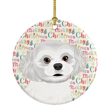 Load image into Gallery viewer, Shih-Tzu Silver and White #1 Christmas Ceramic Ornament