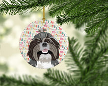Load image into Gallery viewer, Shih-Tzu Silver and White #2 Christmas Ceramic Ornament