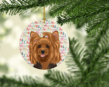 Load image into Gallery viewer, Yorkie Black and Gold #1 Christmas Ceramic Ornament