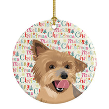 Load image into Gallery viewer, Yorkie Blue and Gold Christmas Ceramic Ornament