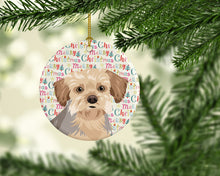 Load image into Gallery viewer, Yorkie Blue and Tan #1 Christmas Ceramic Ornament