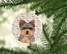 Load image into Gallery viewer, Yorkie Chocolate Puppy Christmas Ceramic Ornament