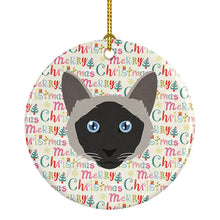 Load image into Gallery viewer, Balinese Cat Christmas Ceramic Ornament