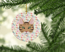 Load image into Gallery viewer, California Spangled Cat Christmas Ceramic Ornament