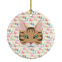 Load image into Gallery viewer, California Spangled Cat Christmas Ceramic Ornament