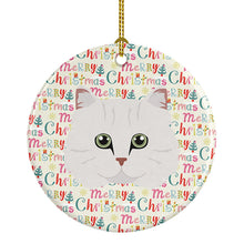 Load image into Gallery viewer, Chinchilla Persian Longhair Cat Christmas Ceramic Ornament
