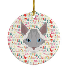 Load image into Gallery viewer, Ojos Azules Cat Christmas Ceramic Ornament