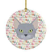Load image into Gallery viewer, Russian Blue Cat Christmas Ceramic Ornament