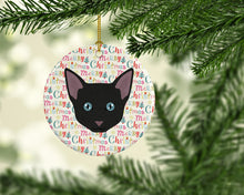 Load image into Gallery viewer, Russian White Black Cat Christmas Ceramic Ornament