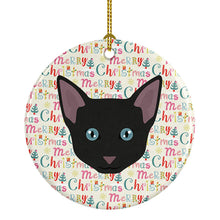 Load image into Gallery viewer, Russian White Black Cat Christmas Ceramic Ornament