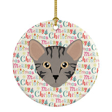 Load image into Gallery viewer, Safari Cat Christmas Ceramic Ornament