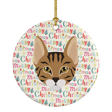Load image into Gallery viewer, Savannah Cat Christmas Ceramic Ornament