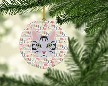 Load image into Gallery viewer, Serengeti Cat Christmas Ceramic Ornament
