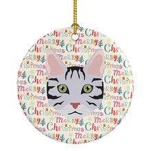 Load image into Gallery viewer, Serengeti Cat Christmas Ceramic Ornament