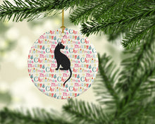 Load image into Gallery viewer, Pantherette Cat Christmas Ceramic Ornament