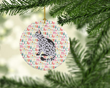 Load image into Gallery viewer, Serengeti Cat Christmas Ceramic Ornament